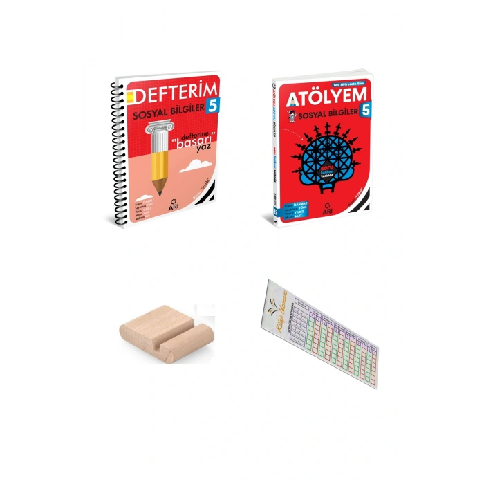 ARI 5. Sınıf Sosyal Bİlgiler Defterim + Sosyal Atölyem - 2025-2026 + Telefon Tutucu + Çözüm Ayracı