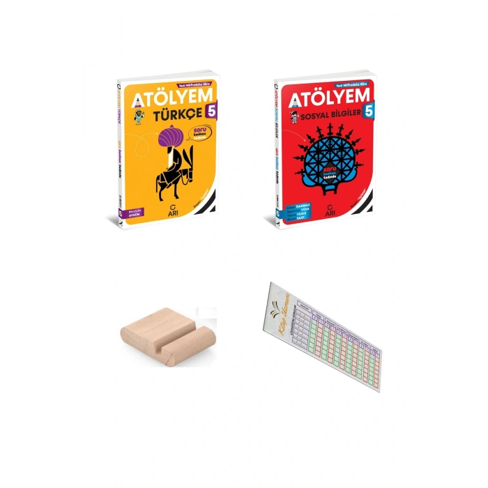 ARI 5. Sınıf Türkçe + Sosyal Bilgiler Atölyem SETİ - 2025-2026+Telefon Tutucu+Çözüm Ayracı