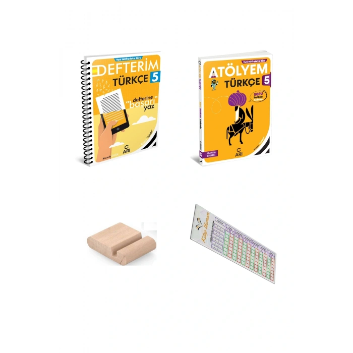 ARI 5. Sınıf Türkçe Defterim + Türkçe Atölyem - 2025-2026 + Telefon Tutucu + Çözüm Ayracı