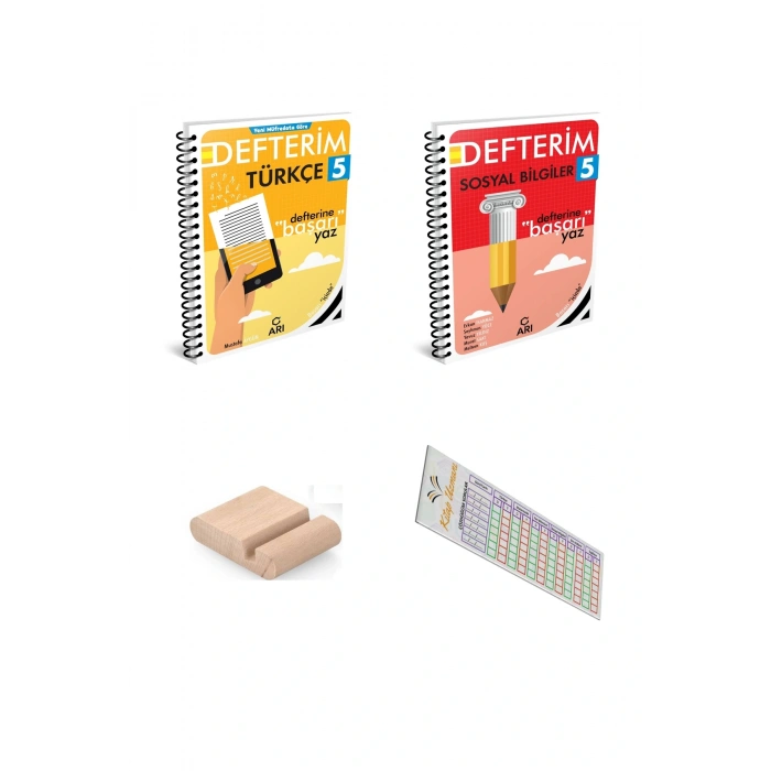 ARI 5. Sınıf Türkçe + Sosyal Bilgiler Defterim SETİ - 2025-2026+Telefon Tutucu+Çözüm Ayracı