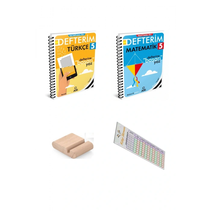 ARI 5. Sınıf Matematik + Türkçe Defterim SETİ - 2025-2026+Telefon Tutucu+Çözüm Ayracı