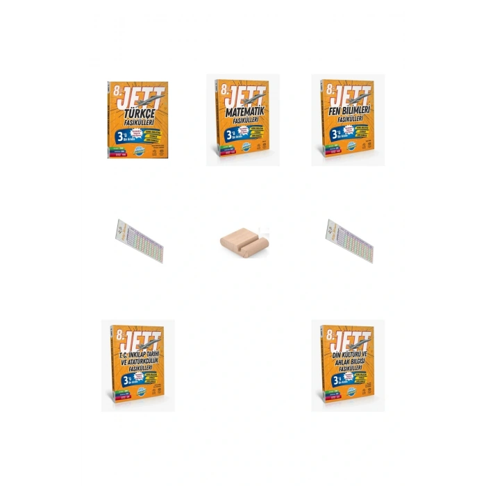 8. Sınıf JET Fasikülleri SETİ Tüm Dersler (Türkçe Mat Fen İnk Din) + Telefon Tutucu + Çözüm Ayracı