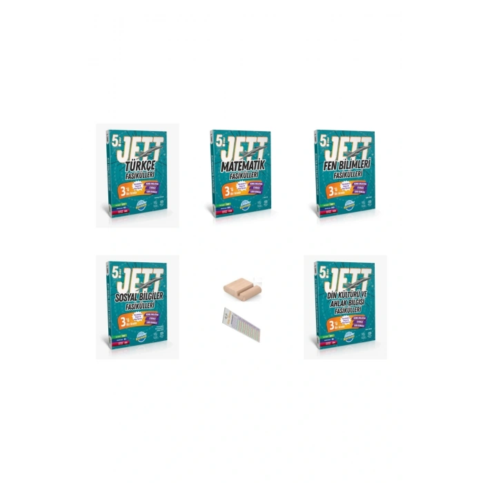 5. Sınıf JET Fasikülleri SETİ Tüm Dersler (Türkçe Mat Fen Sos Din) + Telefon Tutucu + Çözüm Ayracı