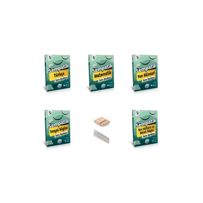 5. Sınıf Sempatik Soru Türkçe Matematik Fen Sosyal Din Bankası + Telefon Tutucu + Çözüm Ayracı