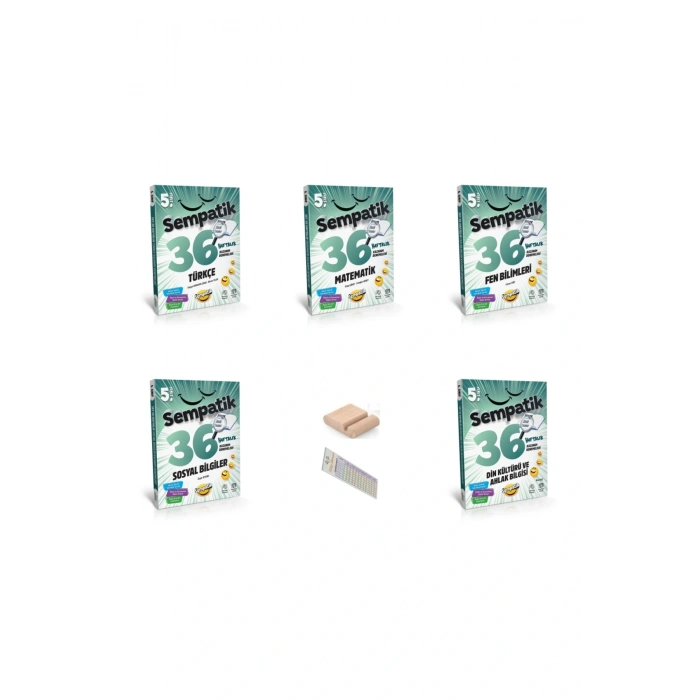 5. Sınıf Sempatik 36 Haftalık Denemeleri 5li (Türkçe Mat Fen Sos Din) + Telefon Tutucu +Çözüm Ayracı