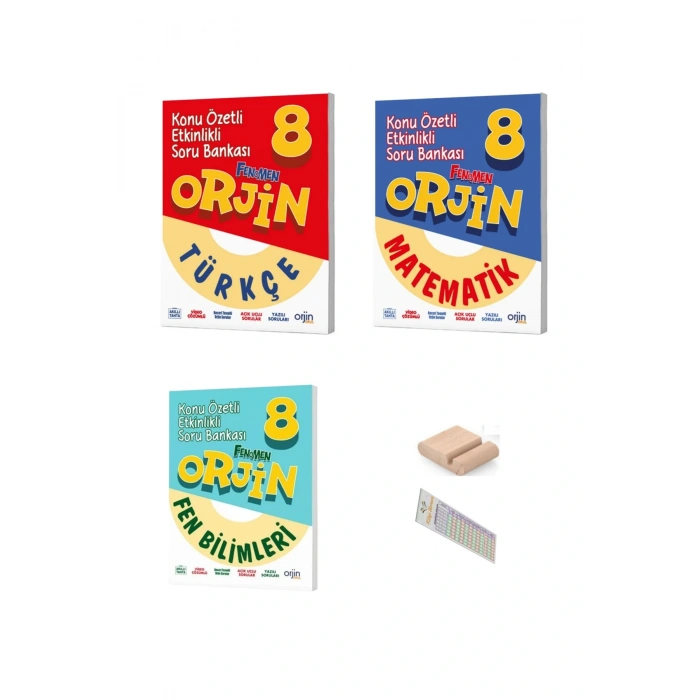 ORJİN 8. Sınıf Matematik Fen Türkçe Konu Özetli Soru Bankası 2025-2026 + Telefon Tutucu+Çözüm Ayracı