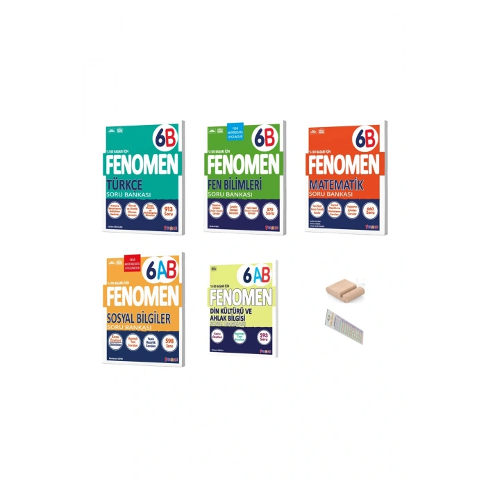 6.Sınıf 6B Tüm Dersler Türkçe Mat Fen Sosyal Din Soru Bankası YENÜ MÜFR+Telefon Tutucu +Çözüm Ayrcı