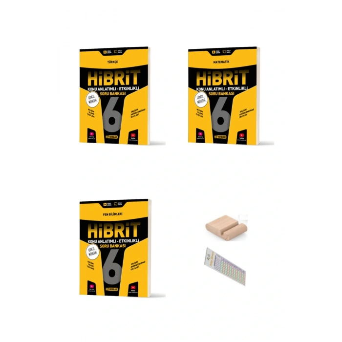 HIZ 6.Sınıf HİBRİT Fen Matematik Türkçe Soru Bankası YENİ MÜFREDAT+Telefon Tutucu +Çözüm Ayıracı