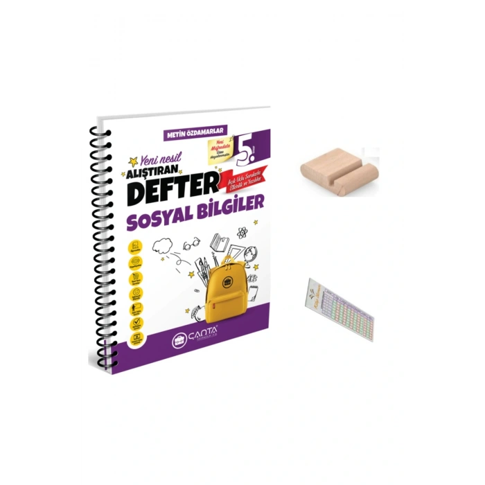 ÇANTA 5. Sınıf Sosyal Bilgiler Alıştıran Defter+Telefon Tutucu +Soru Çözüm Ayıracı