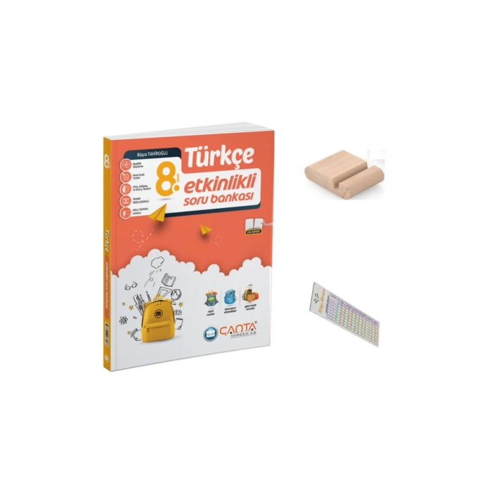 8.Sınıf Türkçe Etkinlikli Kazanım Sıralı Soru Bankası+Telefon Tutucu+Soru Çözüm Ayıracı