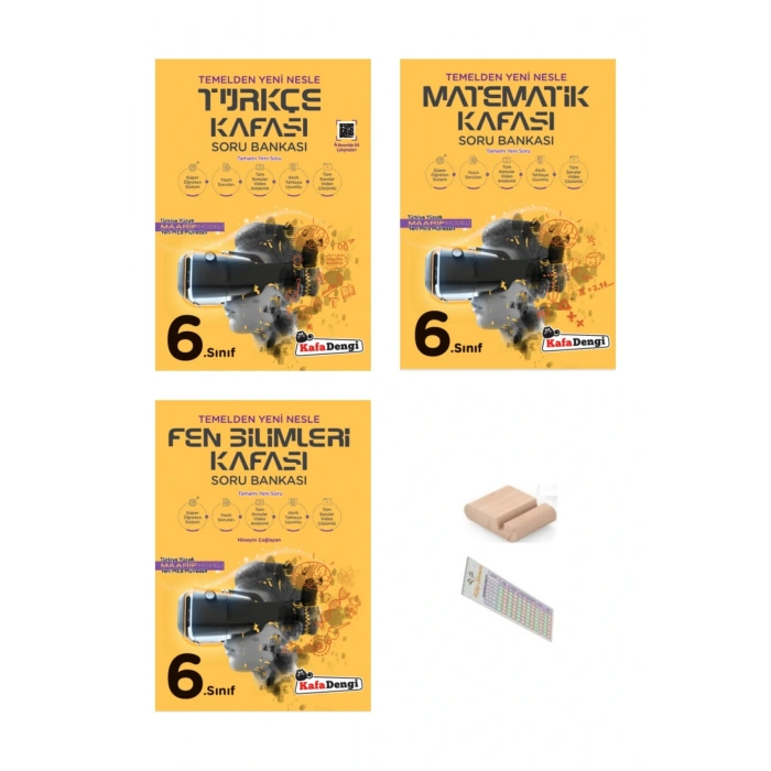 6.Sınıf Türkçe Matematik Fen Kafası Soru Bankası 2025-2026 YENİ MÜFREDAT+Telefon Tutucu+Çözüm Ayracı