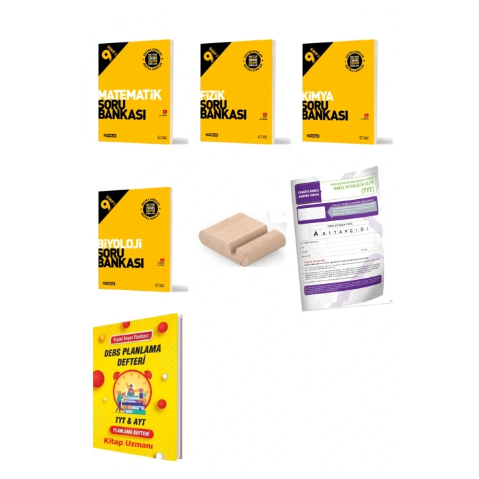 9.Sınıf Fizik Biyoloji Matematik Kimya Soru Bankası 2025-2026+Plan Defteri+Deneme+Telefon Tutucu