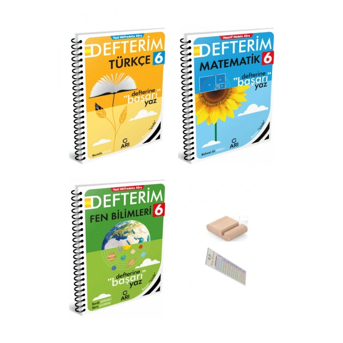 ARI 6. Sınıf Türkçe Matematik Fen Defterim 2025-2026 YENİ MÜFREDAT+Telefon Tutucu+Çözüm Ayracı