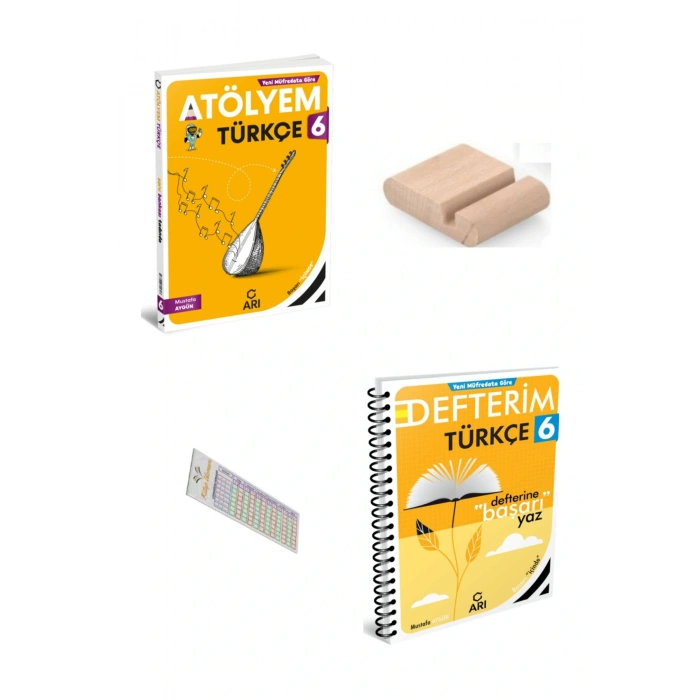 ARI 6. Sınıf Türkçe Defterim Türkçe Atölyem 2025-2026 YENİ MÜFREDAT+Telefon Tutucu+Çözüm Ayracı