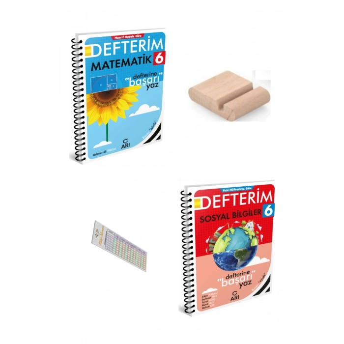 ARI 6. Sınıf Matematik Sosyal Bilgiler Defterim 2025-2026 YENİ MÜFREDAT+Telefon Tutucu+Çözüm Ayracı