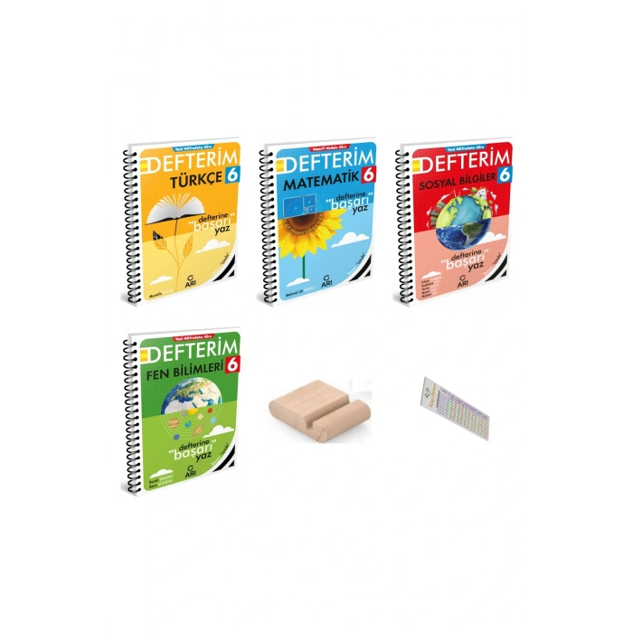ARI 6. Sınıf Matematik Fen Sosyal Türkçe Defterim 2026 YENİ MÜFREDAT+Telefon Tutucu+Çözüm Ayracı