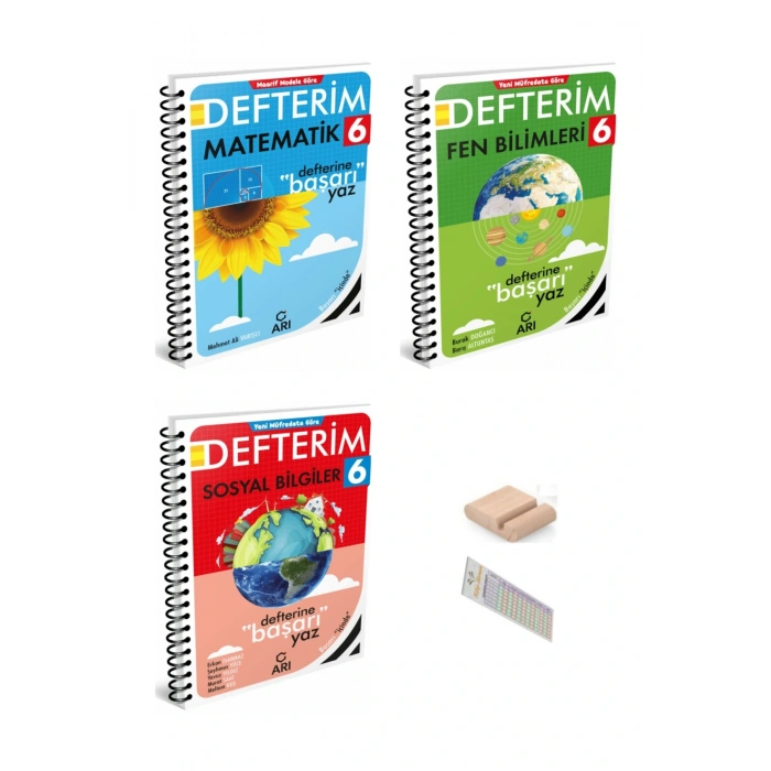 ARI 6. Sınıf Matematik Fen Sosyal Bilgiler Defterim 2026 YENİ MÜFREDAT+Telefon Tutucu+Çözüm Ayracı