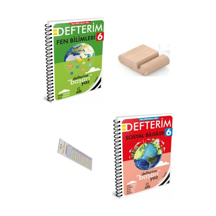 ARI 6. Sınıf Fen Bilgisi Defterim Sosyal Bilgiler Defterim YENİ MÜFREDAT+Telefon Tutucu+Çözüm Ayrac