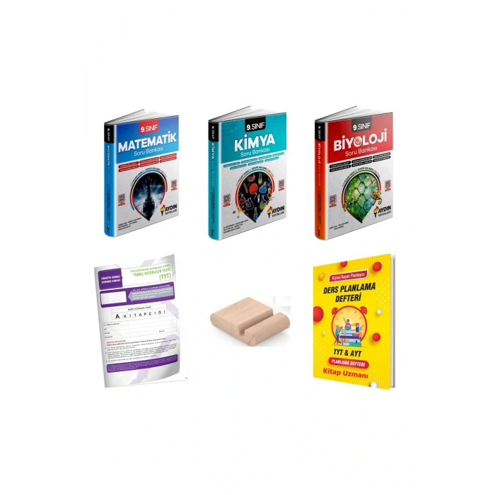 9.Sınıf Biyoloji Kimya Matematik Soru Bankası YENİ MÜFREDAT+Plan Defteri+Telefon Tutucu+Deneme