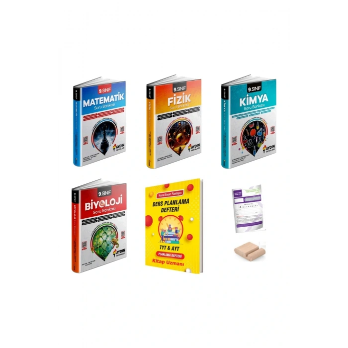 9.Sınıf Matematik Fizik Kimya Biyoloji Soru Bankası YENİ MÜFREDAT+Plan Defter+Telefon Tutucu+Deneme