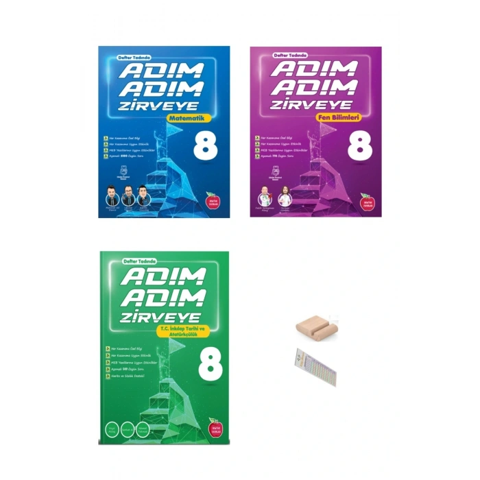 8.Sınıf ADIM ADIM ZİRVEYE Fen Matematik İnkilap Soru Bankası 2026 LGS +Telefon Tutucu+Çözüm Ayracı