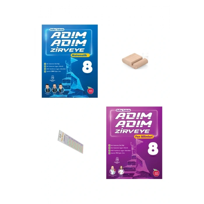 8.Sınıf ADIM ADIM ZİRVEYE Matematik Fen Bilgisi Soru Bankası 2026 LGS +Telefon Tutucu+Çözüm Ayracı
