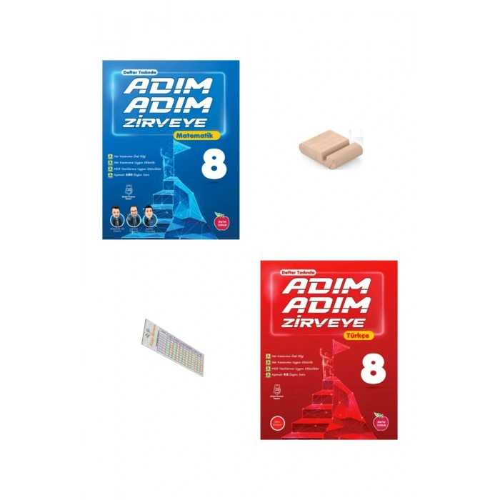8.Sınıf ADIM ADIM ZİRVEYE Matematik Türkçe Soru Bankası 2026 LGS +Telefon Tutucu+Çözüm Ayracı