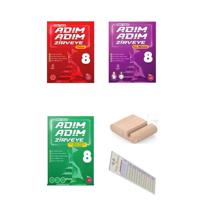 8.Sınıf ADIM ADIM ZİRVEYE Türkçe İnkilap Fen Soru Bankası 2026 LGS +Telefon Tutucu+Çözüm Ayracı