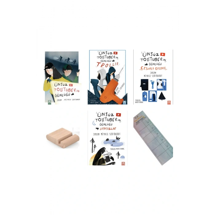 Ünsüz Youtuber ın Günlüğü SETİ / 4 Kitap / Troller/ Cesaret Oyunu / Layksızlar + Tablet Tutucu