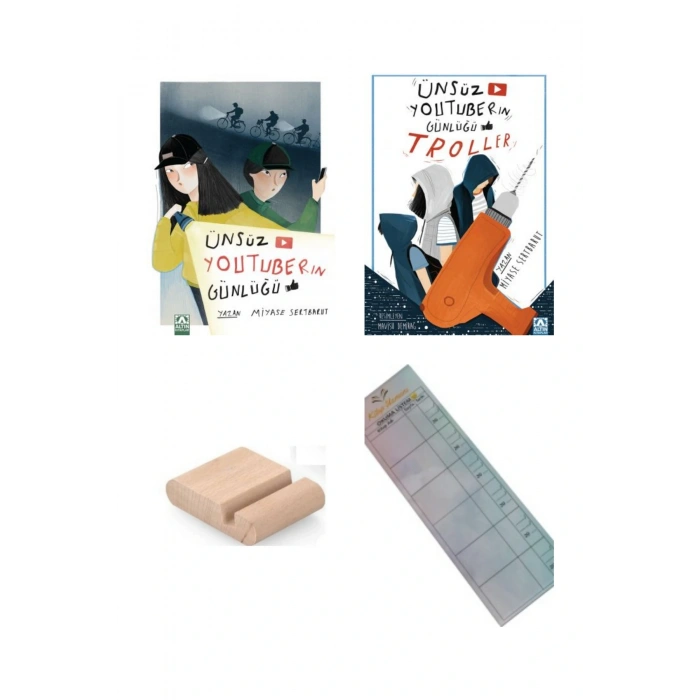Ünsüz Youtuber ın Günlüğü 1. ve 2. Kitap / Son Zil - Troller/ Ortaokul Hikaye + Tablet Tutucu