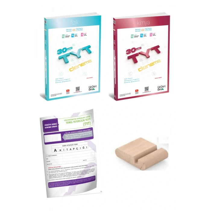 TYT Fizik Kimya Deneme / 30 Branş Deneme ÜçDörtBeş - 345 / YKS 2026 + TYT Deneme+Telefon Tutucu