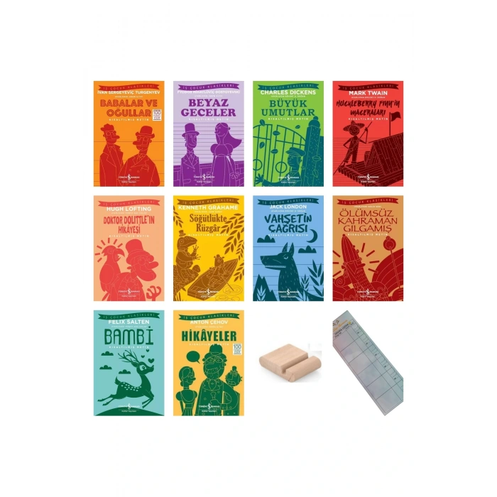 8-12 Yaş Dünya Çocuk Klasikleri İlkokul ve Ortaokul Okuma Kitapları 10lu SET +Telefon Tutucu