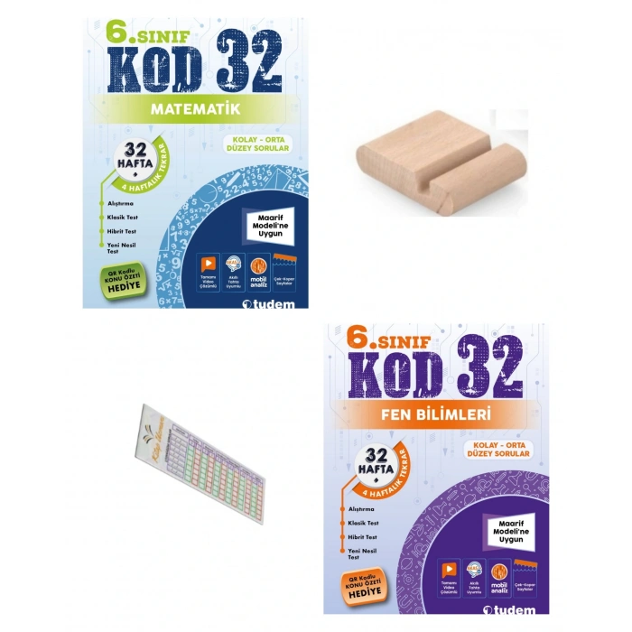 6.Sınıf KOD 32 Fen Bilgisi Matematik Haftalık Deneme 2026 Maarif Müfredat+Telefon Tutucu