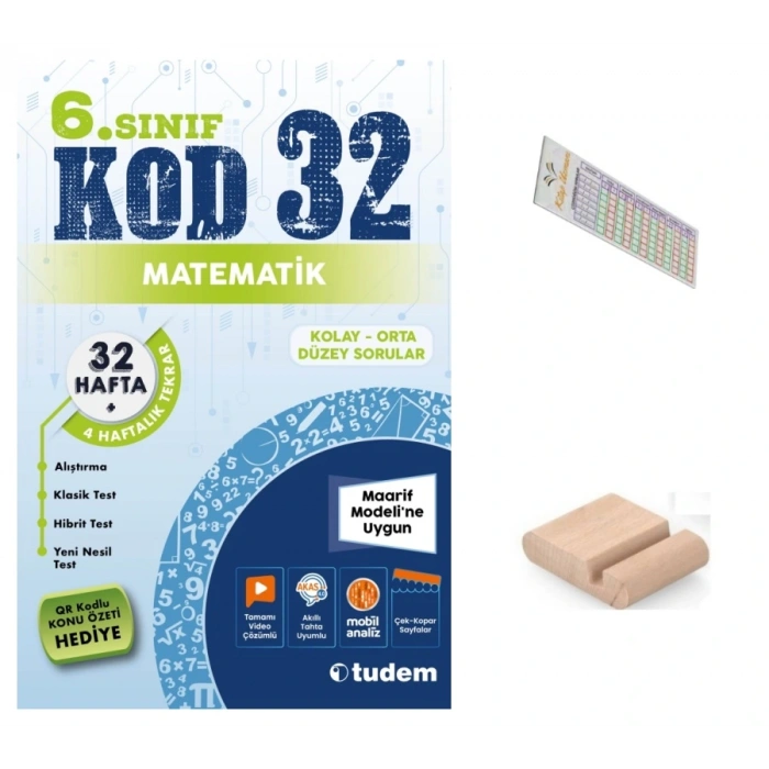 6.Sınıf KOD 32 Matematik Haftalık Deneme 2026 Maarif Müfredat +Telefon Tutucu+Çözüm Ayracı