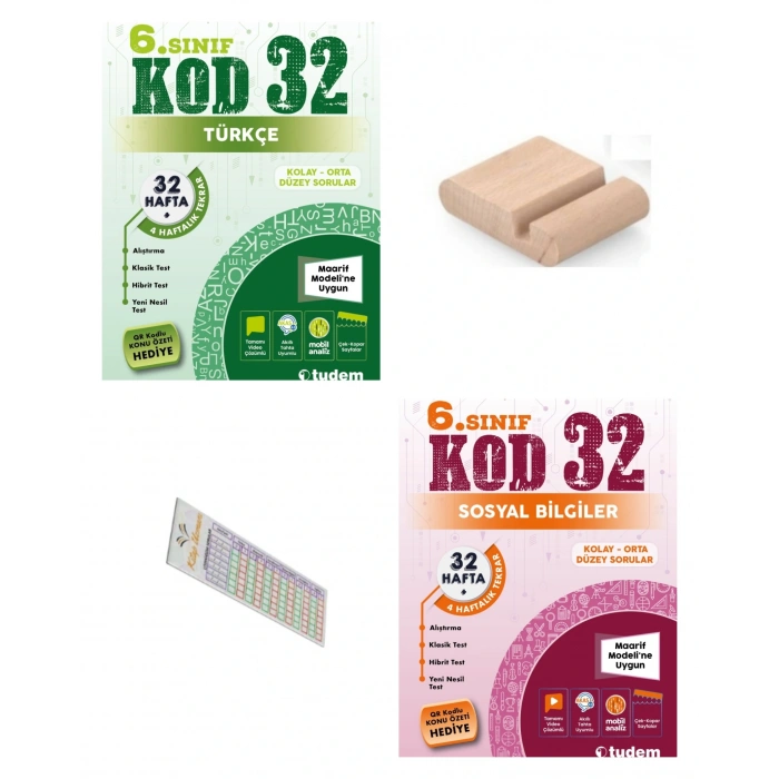 6.Sınıf KOD 32 Türkçe Sosyal Bilgiler Haftalık Deneme 2026 Maarif Müfredat+Telefon Tutucu
