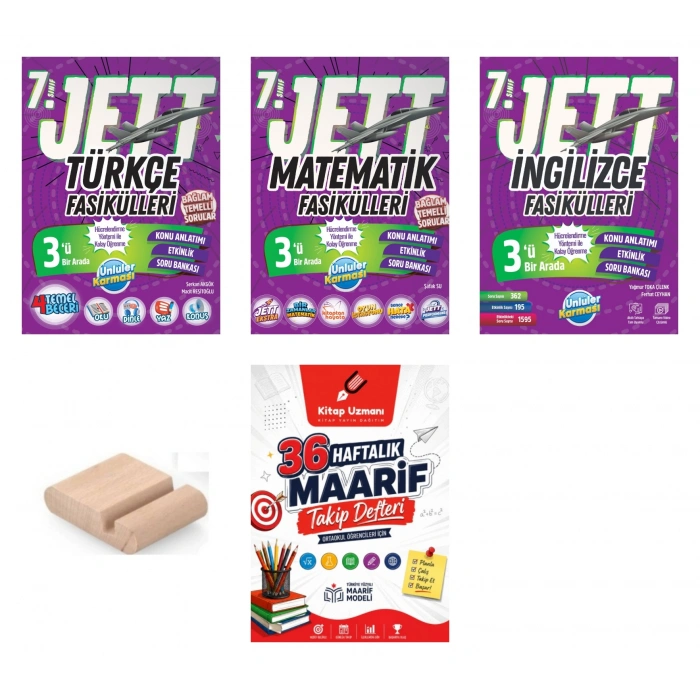 7.Sınıf Jett Türkçe Matematik İngilizce Fasikülleri 2027 Maarif Model+Telefon Tutucu+Maarif Defter