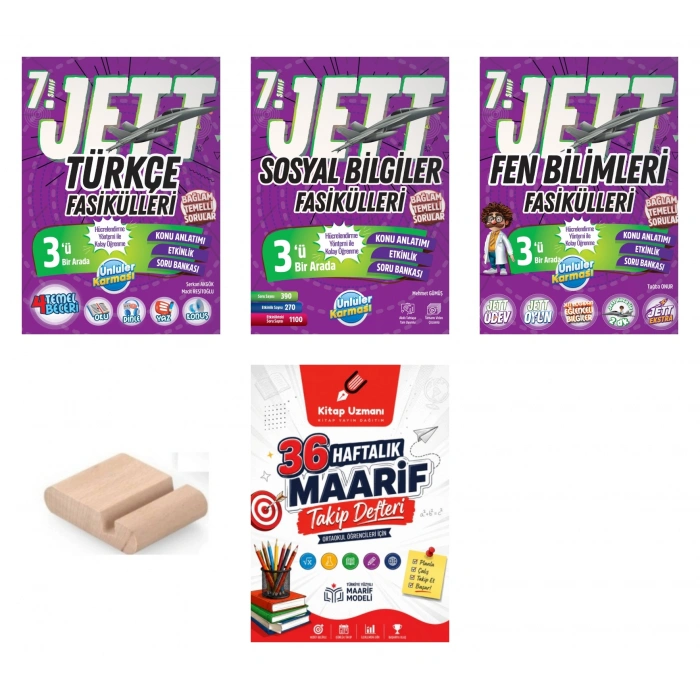 7.Sınıf Jett Türkçe Sosyal Fen Bilimleri Fasikülleri 2027 Maarif Model+Telefon Tutucu+Maarif Defter