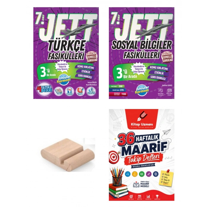 7.Sınıf Jett Sosyal Bilgiler Türkçe Fasikülleri 2027 Maarif Model+Telefon Tutucu+Maarif Defter
