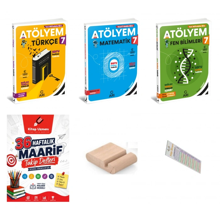 7.Sınıf Türkçe Matematik Fen Atölyem 2027 Maarif Model+Telefon Tutucu+Maarif Defteri