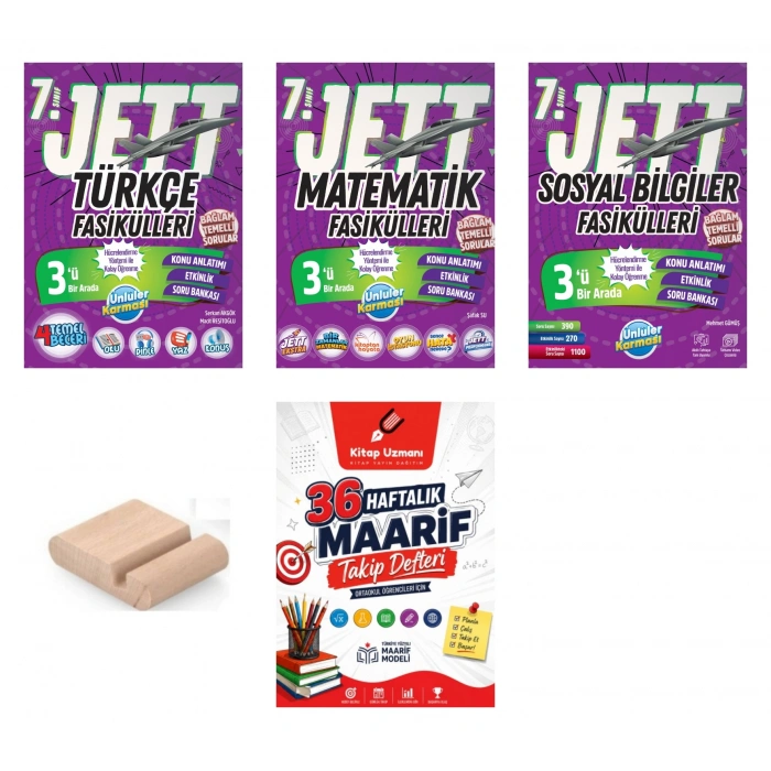 7.Sınıf Jett Sosyal Matematik Türkçe Fasikülleri 2027 Maarif Model+Telefon Tutucu+Maarif Defter
