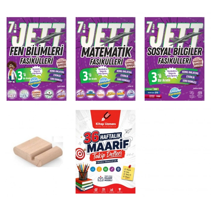 7.Sınıf Jett Fen Sosyal Matematik Fasikülleri 2027 Maarif Model+Telefon Tutucu+Maarif Defter