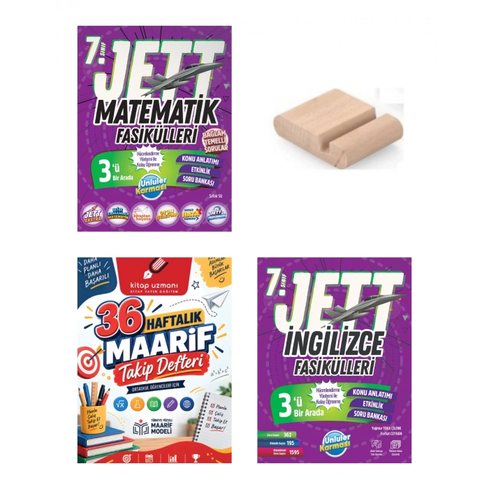 7.Sınıf Jett Matematik İngilizce Fasikülleri 2027 Maarif Model+Telefon Tutucu+Maarif Defter