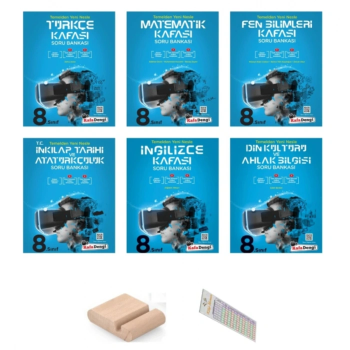 8.Sınıf TÜM DERSLER Soru BAnkası Seti Türkçe Matematik Fen İnkılap İngilizce Din Kafası Soru Bankası LGS 2026+Telefon Tutucu