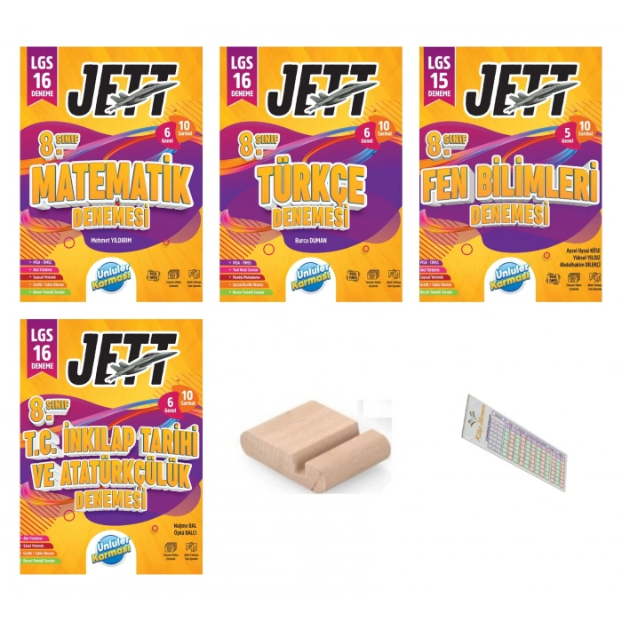 8.Sınıf Jett Matematik İnkilap Türkçe Fen 16 lı Branş Deneme LGS 2027+Telefon Tutucu+Çözüm Ayracı