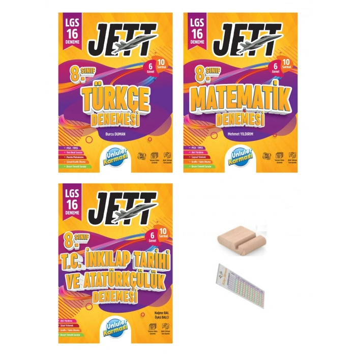 8.Sınıf Jett Matematik İnkilap Türkçe 16 lı Branş Deneme LGS 2027+Telefon Tutucu+Çözüm Ayracı