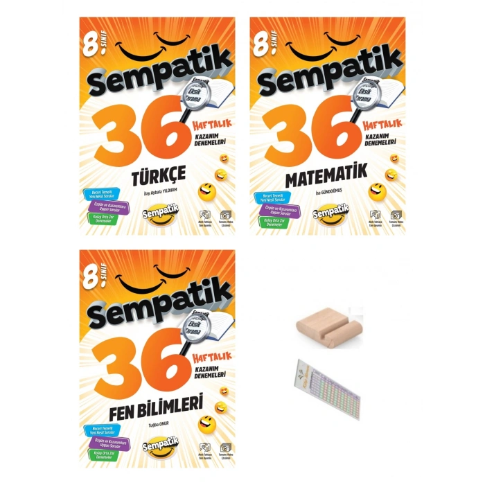 8.Sınıf Sempatik Türkçe Matematik Fen Kazanım Denmeleri LGS 2027+Telefon Tutucu+Çözüm Ayracı