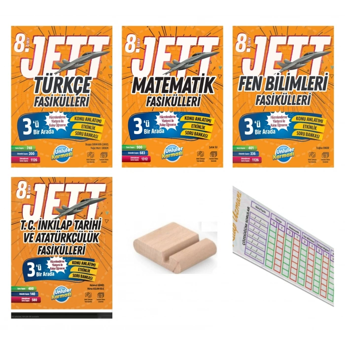 8.Sınıf Jett Fen Matematik İnkilap Türkçe Fasikülleri LGS 2027+Tlf Tutucu+Çözüm Ayracı