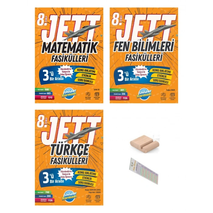 8.Sınıf Jett Matematik Türkçe Fen Fasikülleri LGS 2027+Telefon Tutucu+Çözüm Ayracı