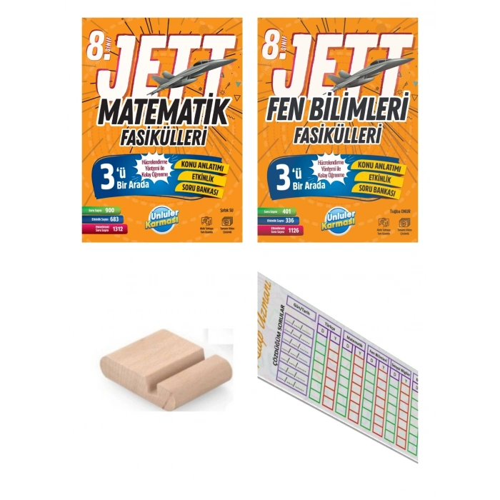 8.Sınıf Jett Matematik Fen Fasikülleri LGS 2027+Telefon Tutucu+Çözüm Ayracı
