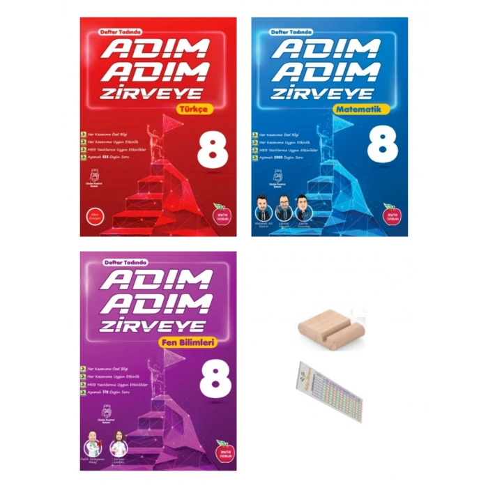 8.Sınıf ADIM ADIM ZİRVEYE Türkçe Fen Matematik LGS 2027 +Çözüm Ayracı+Telefon Tutucu